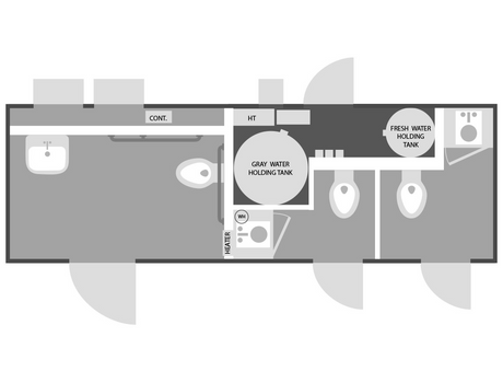 6'X19’ Ada 3 Station Restroom Trailer W/ A/C, Ramp Included - Free Shipping Lower 48 States