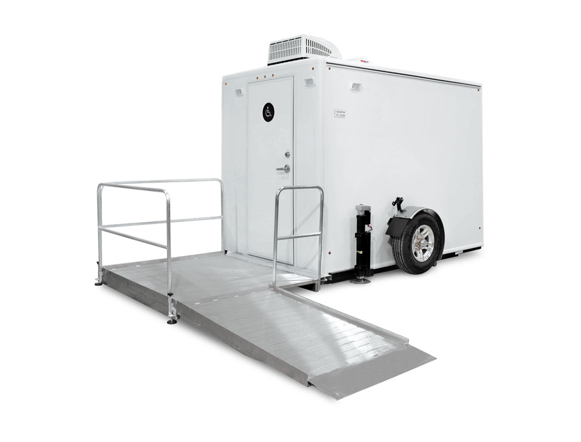 10'Single Station Ada Restroom Trailer W/ A/C, Ramp Included - Free Shipping Lower 48 States