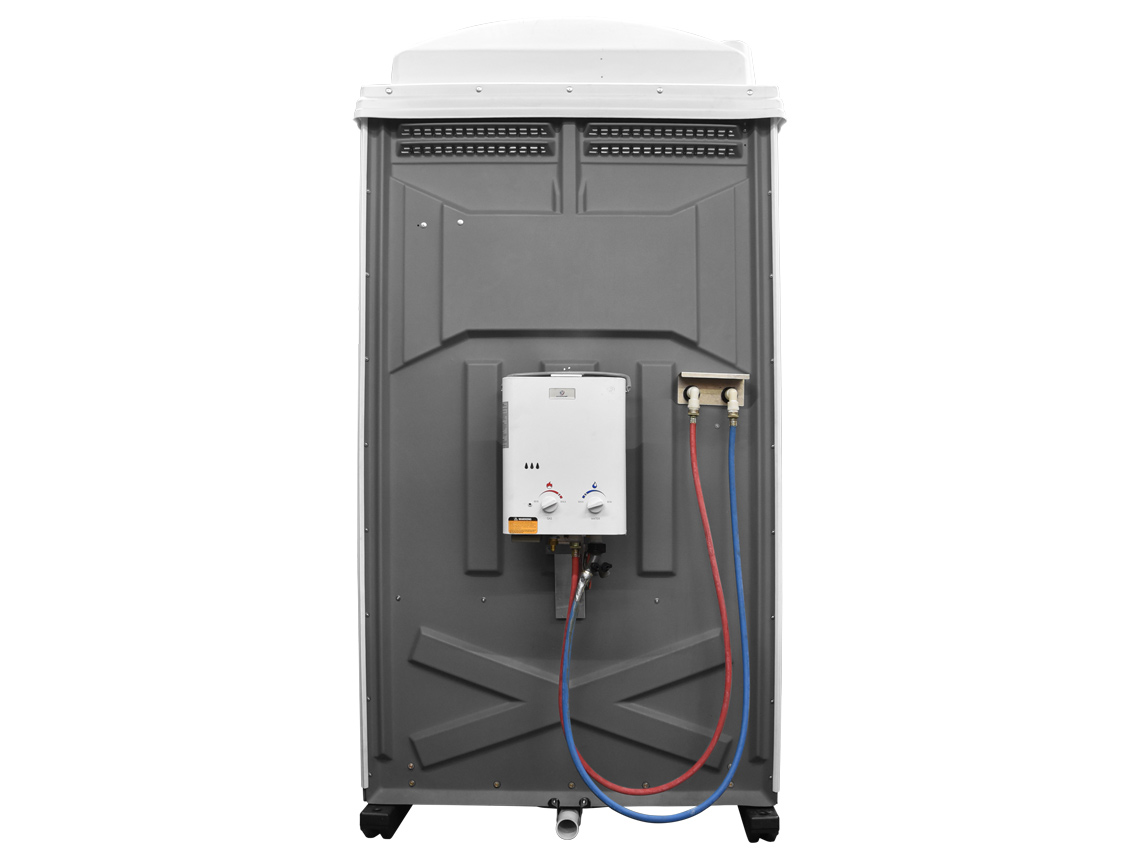 Fresh Start Portable Shower -  Solid Floor, Drain Hose Connection, Tankless Heater Included (Assembled) - Free Shipping Lower 48 States