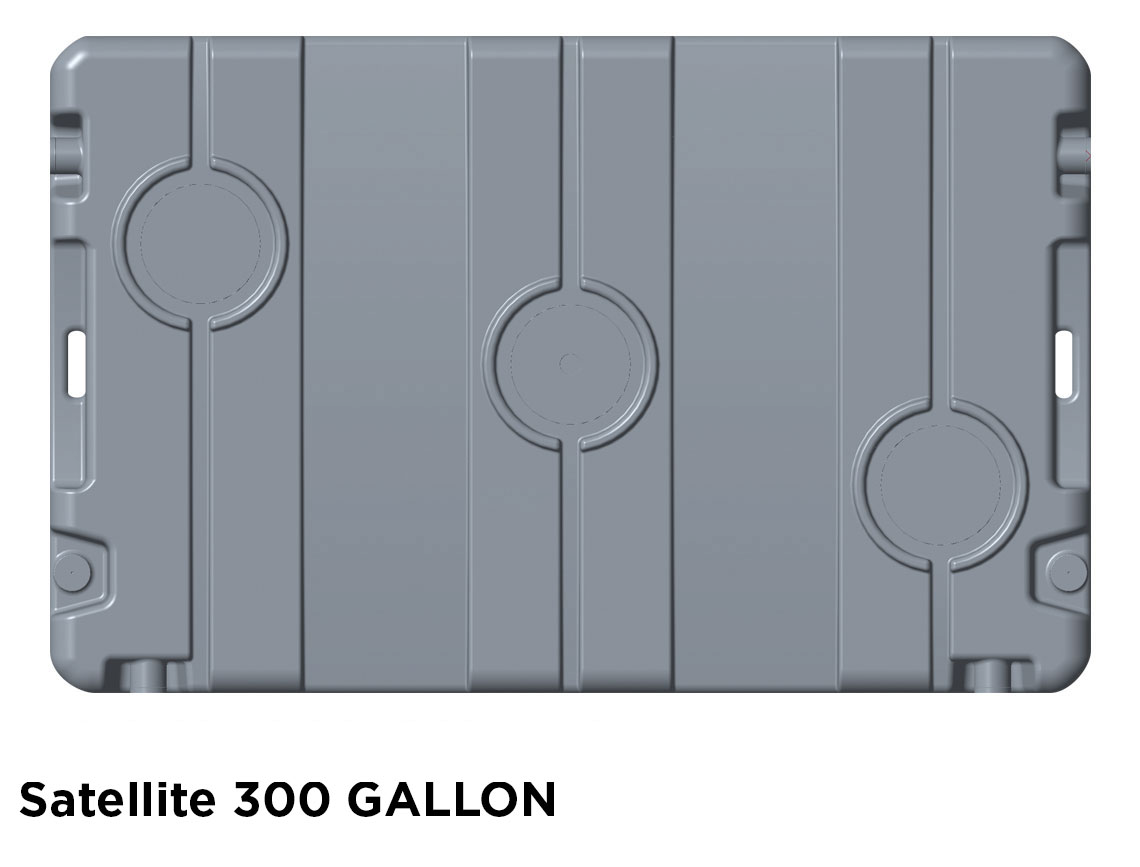 300 Gallon Holding Tank With Recessed Port Locations For 3” Fernco-Style Couplings And Optional 10” Manways