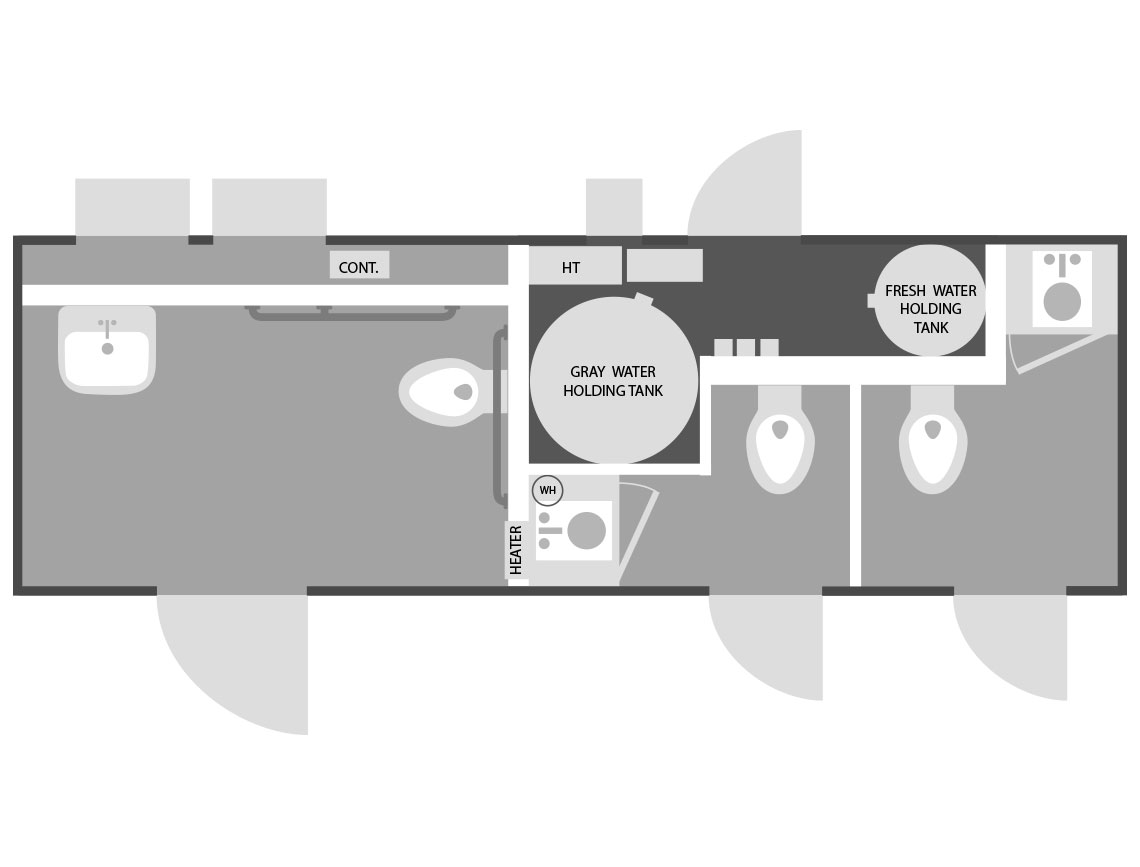 6'X19’ Ada 3 Station Restroom Trailer W/ A/C, Ramp Included