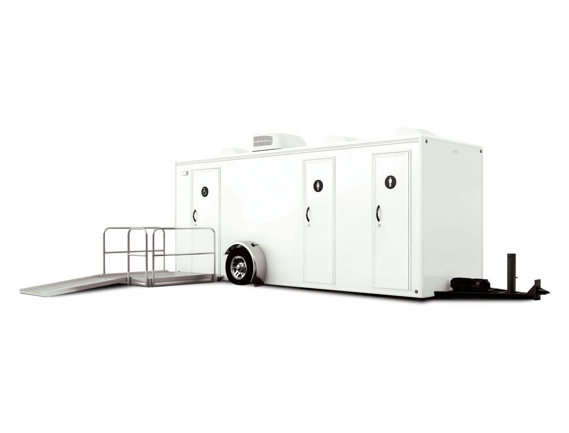 6'X19’ Ada 3 Station Restroom Trailer W/ A/C, Ramp Included